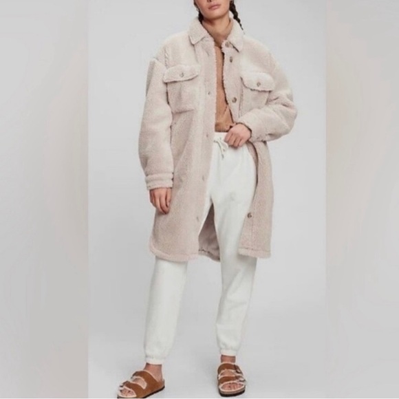 REBECCA MINKOFF HARPER TEDDY BEAR oversize long shirt, Grey, medium - Picture 1 of 10